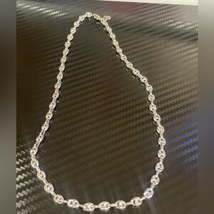 Caitlyn Minimalist Silver Tone Chain Necklace 16” – Modern Link Style